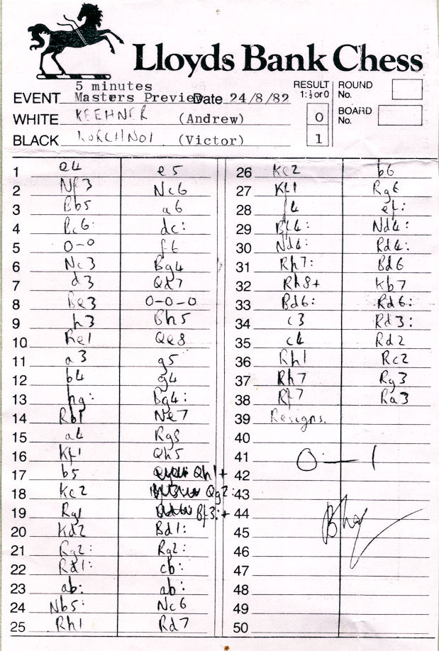 score sheet